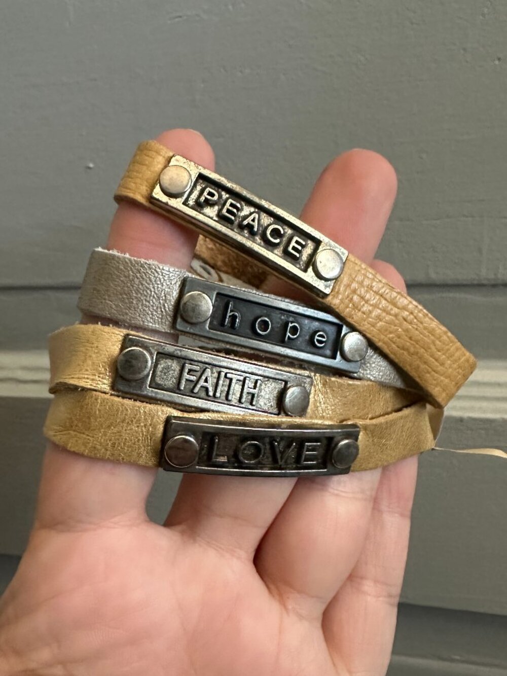 Leather inspiration bracelet set of 4